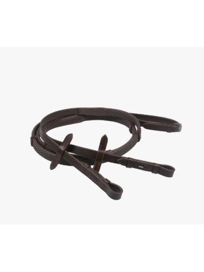 Rênes en caoutchouc blanda avec Stops marron pour poney - QHP