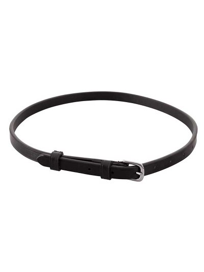 Muserolle bouche-fermée en cuir noir avec boucle argentée pour cheval et poney - BR