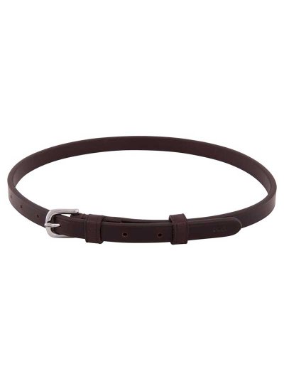 Muserolle bouche-fermée en cuir marron foncé et boucle argentée pour cheval - BR