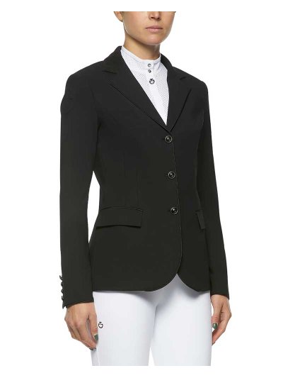 Veste de compétition noire avec col Alcantara pour femme - GP - Cavalleria Toscana