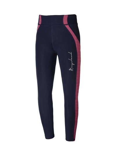 Leggings d'équitation rose/frutos el bosque (Pink dry rose) et bleu marine (grip à fond intégral) pour fille - KLkandy - Kingsland