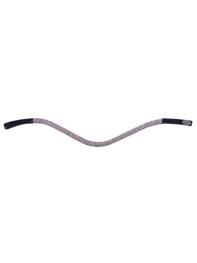 Black Leather Browband with Silver Crystals (10 mm) – Verbena – QHP