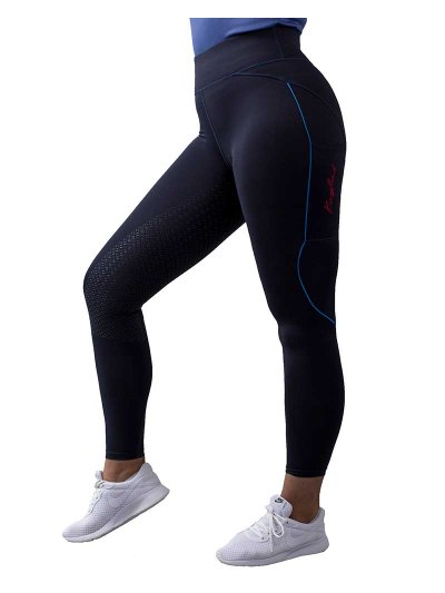 Leggings bleu marine avec bordures en bleu (grip à fond intégral) pour femme - KLkarina - Kingsland
