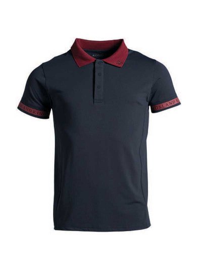 Polo de maille technique à manches courtes bleu marine et bordeaux pour homme - KLparker - Kingsland