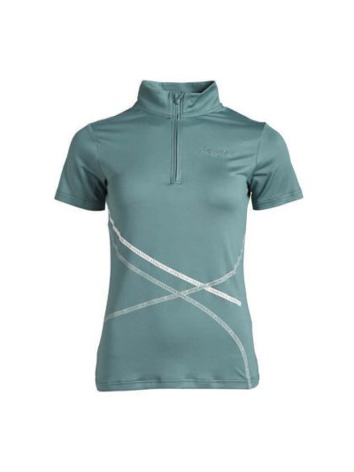 Polo de malla técnica de manga corta verde para mujer - KLpaula - Kingsland