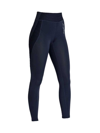 Leggings bleu marine avec ceinture large et latéraux de maille (grip à fond intégral) pour femme - KLkatinka - Kingsland