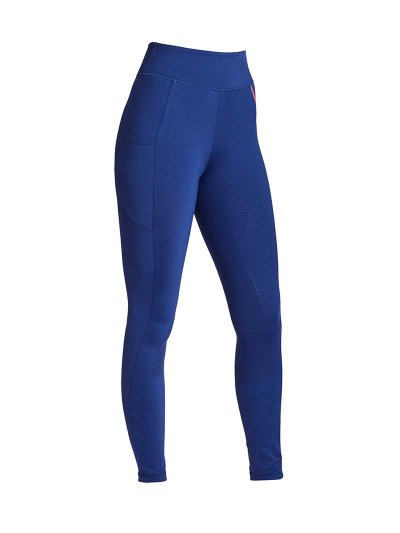 Leggings bleu eléctrico avec sangles corail et orange (grip à fond intégral) pour femme - KLkarina - Kingsland