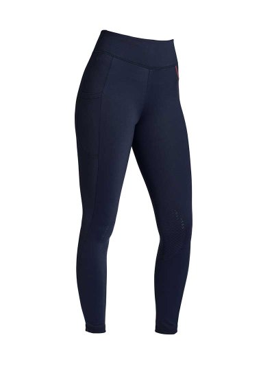 Leggings bleu marine avec sangles en bordeaux et blanc (grip aux genoux) pour femme - KLkarina - Kingsland