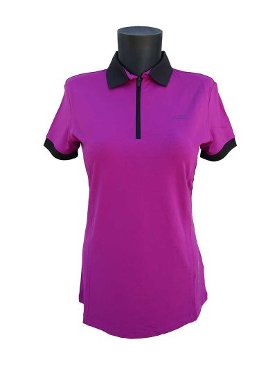 Polo de pique technique d'entraînement à manches courtes violeta pour femme - Cybelec - Equiline