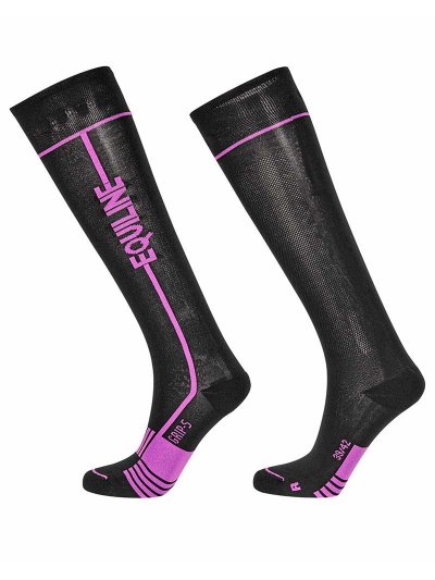 Chaussettes hautes noir avec la marque en violet - Calinc - Equiline