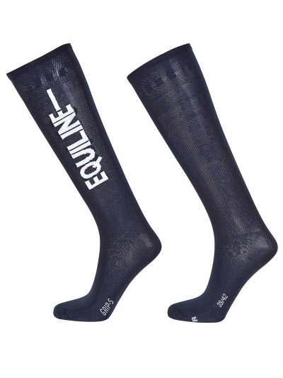 Chaussettes hautes bleu marine avec la marque en blanc - Codrec - Equiline