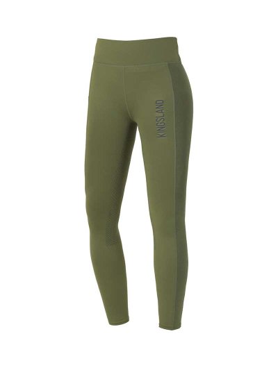 Leggings vert olive avec latéraux de maille (grip à fond intégral) pour femme - KLkarina - Kingsland Dressage