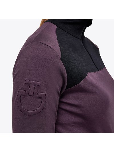 Camiseta de entrenamiento de manga larga morado y negra para invierno mujer - Cavalleria Toscana