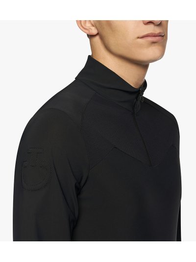 Men's black long-sleeved training t-shirt for winter - Cavalleria Toscana
