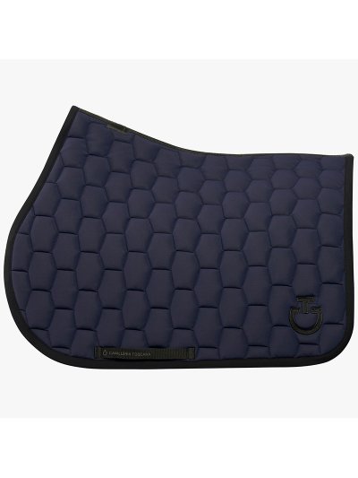 Sudadero de salto azul ahumado y negro para caballo y pony - Geometric quilted - Cavalleria Toscana