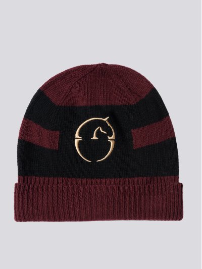 Gorro de punto a burdeos y negro para invierno - Ofena - Vestrum