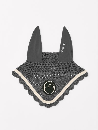 Bonnet gris avec front monogram et oreilles élastiques pour cheval Leeds - Vestrum
