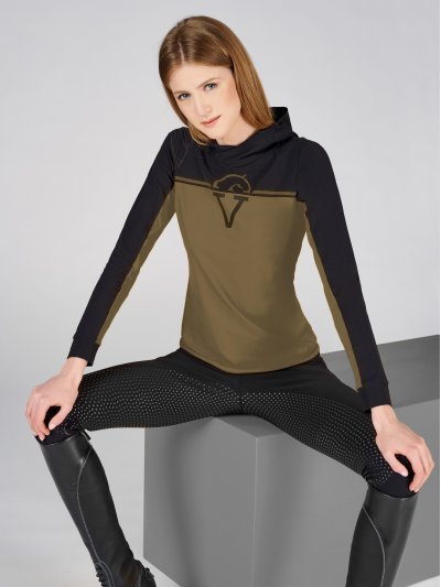T-shirt à manches longues bleu marine et vert pour femme modèle Sildar - Vestrum