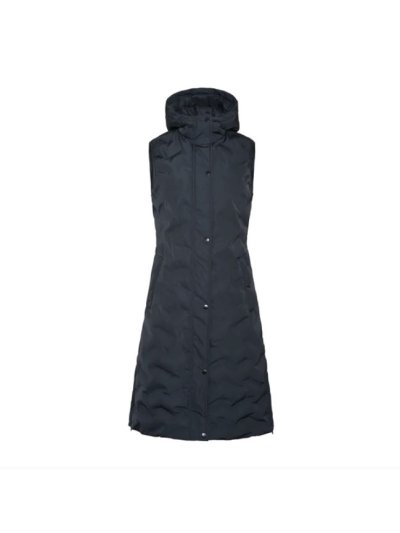 Chaleco azul marino largo acolchado con capucha para mujer - KLemily - Kingsland