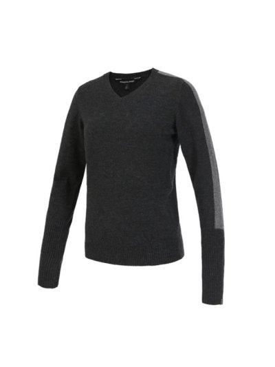 Jersey fino de punto con cuello en V color gris oscuro para mujer - KLfia - Kingsland