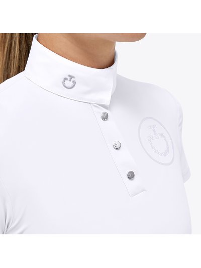 Polo de competición blanco de manga corta para niña - Cavalleria Toscana