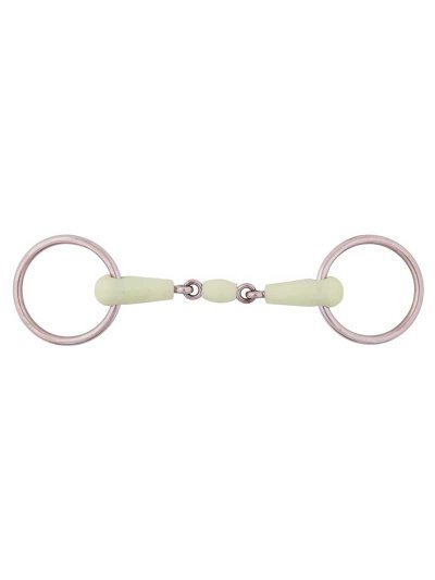 Filete de manzana partido doble de 18mm con anillas sueltas de 65mm para caballo - BR