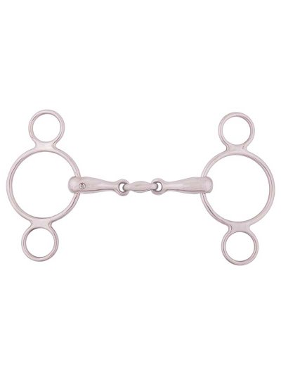 Mors de filet double articulation demi-Pessoa (3 anneaux) 18mm avec anneaux libres 65mm pour cheval - BR