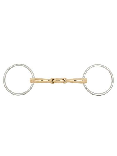 Filete de Cuprigan partido doble de 14mm con anillas sueltas de 70mm para caballo Soft Contact - BR