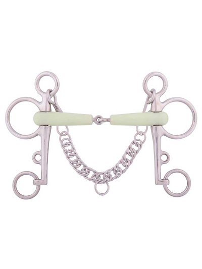Mors Pelham au goût pomme 18mm avec branches rotatives 140mm pour cheval - BR