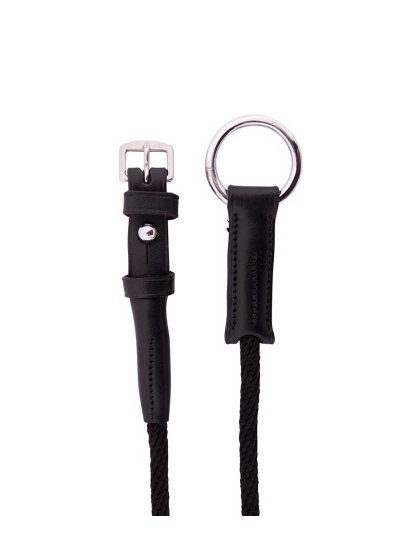 Paire de montants pour élévateur en cuir et corde noirs pour cheval - Premiere - imagen 2