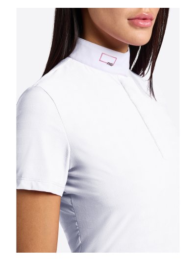 Polo de compétition blanc à manches courtes respirant pour femme - RG