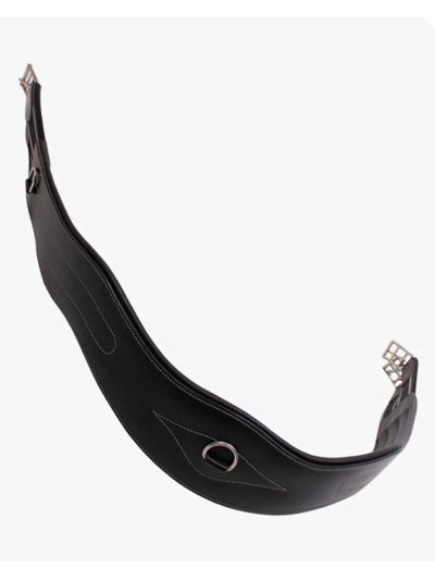 Sangle en cuir noire avec coutures pour cheval et poney - QHP