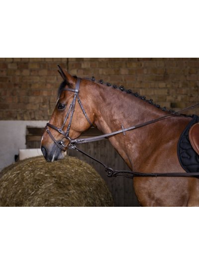 Rênes d'attache marron foncé en caoutchouc longue pour cheval - Riding World