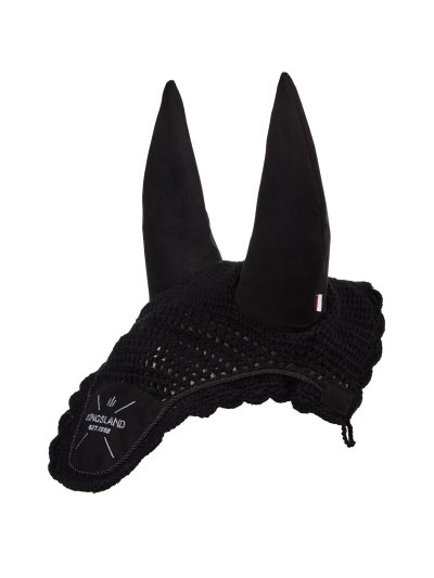 Orejeras de crochet negras con orejas de neopreno antirruido para caballo y pony - KLMona Kingsland