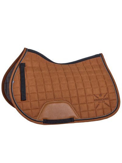 Sudadero de salto marron con acolchado de cuadros y ribete negro de cuerda para caballo -KLMona Kingsland