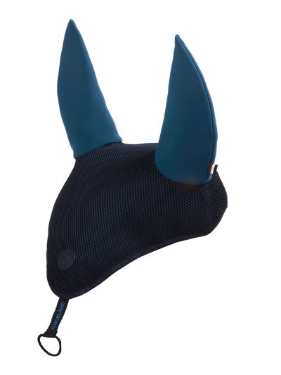 Bonnet bleu marine avec maille noire et oreilles anti-bruit pour cheval et poney - KLMaxine - Kingsland