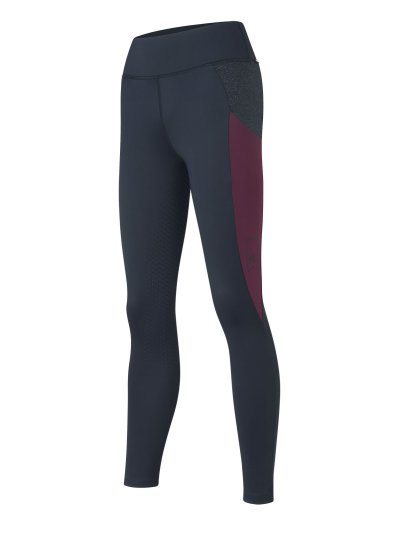 Mallas de invierno azul marino (full grip) para mujer con bolsillo lateral en burdeos y detalles brillantes - KLMegan-Kingsland