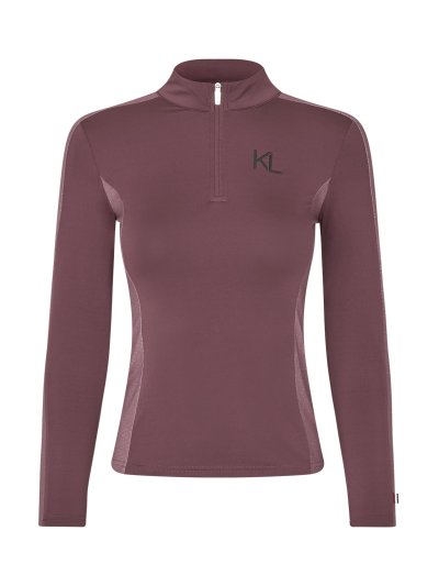 Camiseta de entrenamiento de manga larga con media cremallera cuello en color vino (plum wine) para niña -KLMelody-Kingsland