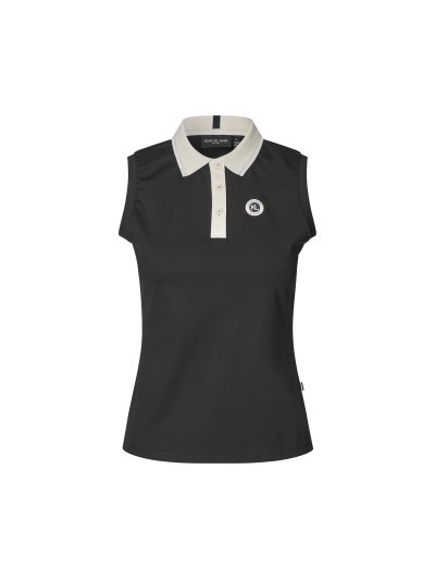Top tipo polo sin mangas negro para mujer Laura - Kingsland
