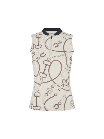 Top de entrenamiento sin mangas beige con motivos ecuestres para mujer Larissa - Kingsland
