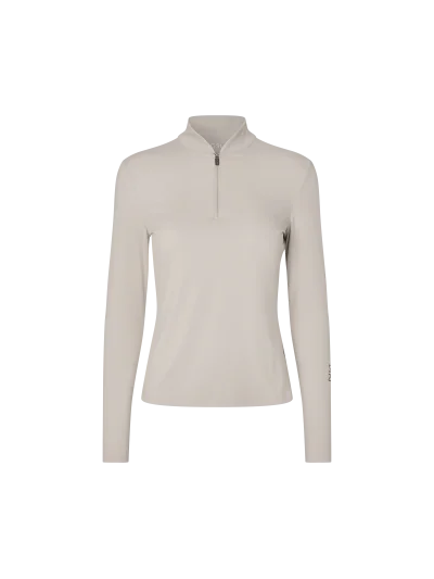 Polo de entrenamiento beige (Beige Dove) de manga larga con media cremallera para mujer Andrea - Kingsland