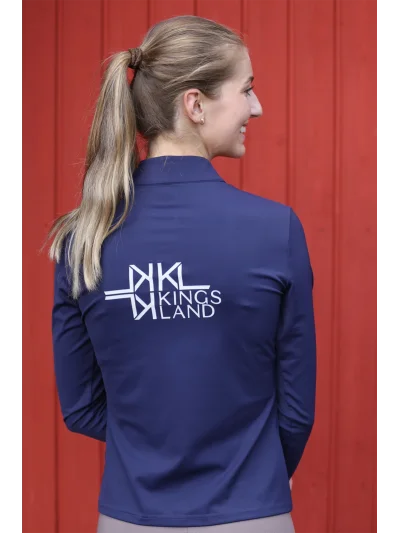 Polo de entrenamiento azul marino (Evening Blue) de manga larga con media cremallera para mujer Andrea - Kingsland - imagen 3