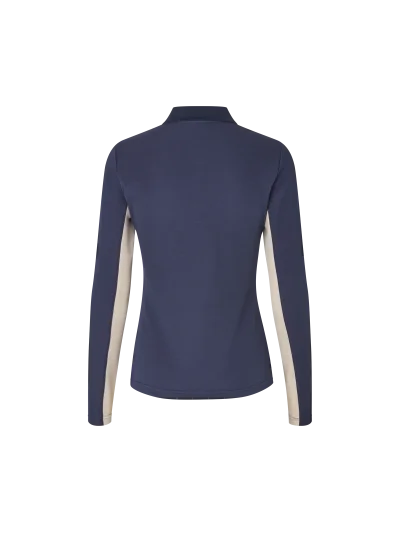 Polo à manches longues en piqué de laine bleu marine (Evening Blue) pour femme Amy - Kingsland - imagen 2