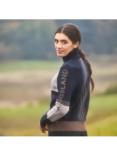 Jersey de cuello vuelto de lana azul marino con cuadros para mujer Arin - Kingsland - imagen 4