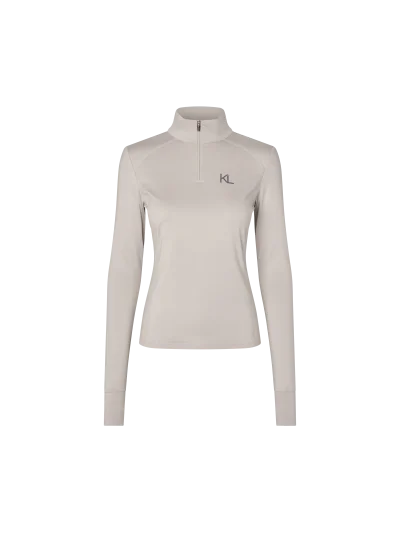 Polo de entrenamiento beige (Beige Dove) con polar y media cremallera para mujer Anastasia - Kingsland