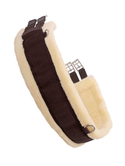 Sangle marron de salto ou polivalente avec mouton pour cheval et poney - Ontario - QHP