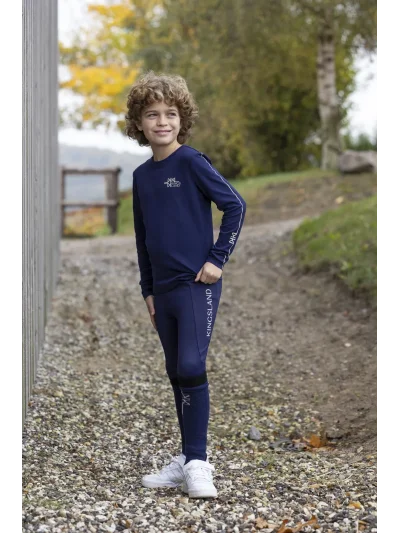 Navy (Evening Blue) junior brushed full-grip riding tights F-Tec4 Alexis - Kingsland - imagen 3