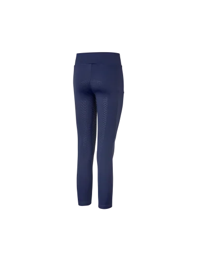Navy (Evening Blue) junior brushed full-grip riding tights F-Tec4 Alexis - Kingsland