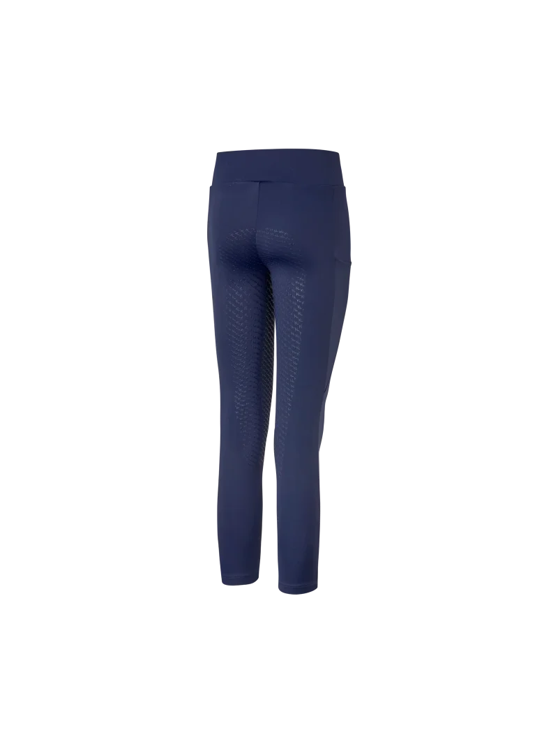 Legging d'équitation junior brossé bleu marine (Evening Blue) à fond intégral F-Tec4 Alexis