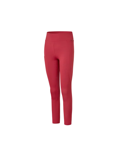 Red (Garnet) junior brushed full-grip riding tights F-Tec4 Alexis - Kingsland